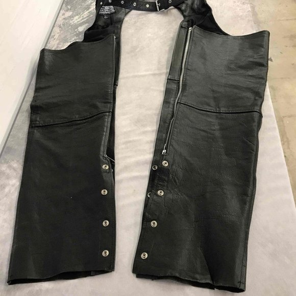 USA Bikers Dream Apparel - Chaps, Motorcycle, Leather, Black, Large - Picture 4 of 5